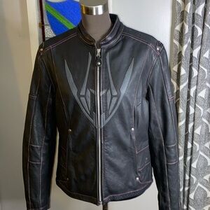 Arlen Ness black leather moto jacket